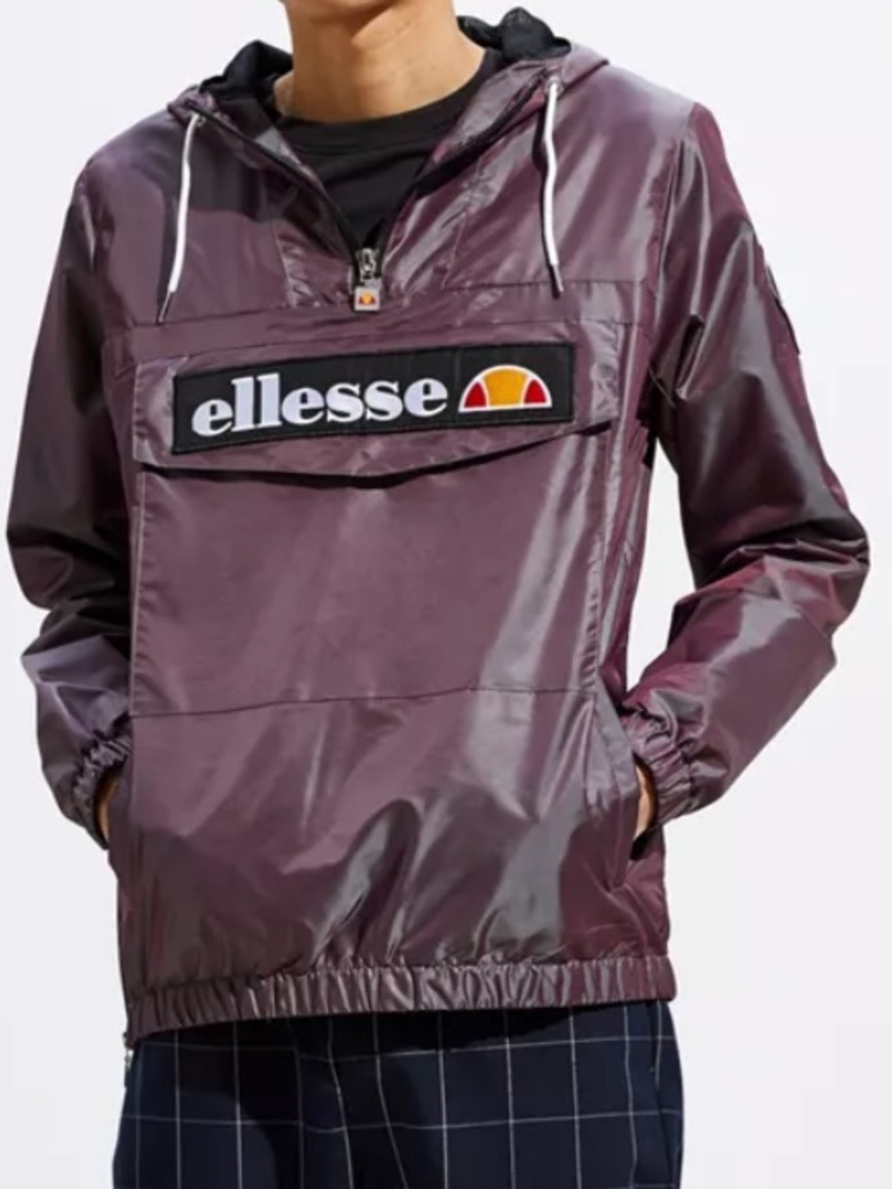 Ellesse Memphis Anorak Jacket Iridescent Purple Hooded Windbreaker XL